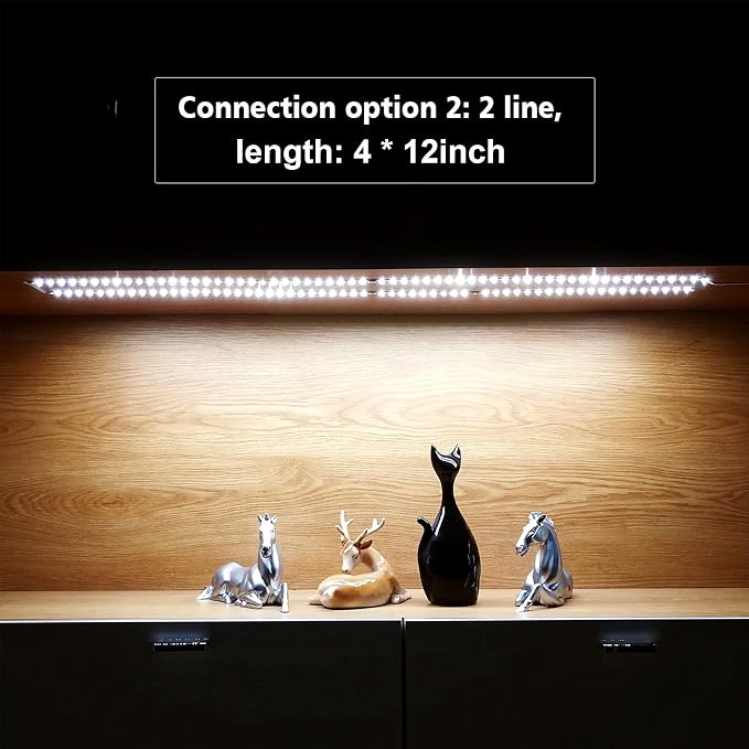 WOBANE LED Display Light Kit, Set of 8x12 inch LED Strip Bar, Cabinet Lighting for Showcase, Bookshelf,Kitchen Counter,Shelves,Rope Lighting with 24W Adapter,6000K White DIY Lamp,Cross Light