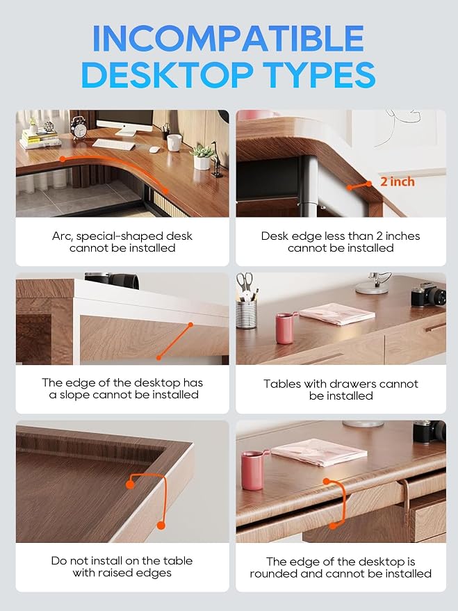 NODOCA No Drill Under Desk Cable Management Tray, 14'' Wire Management, Punch-Free Clamp on, Metal Cable Tray, Wire Organizer, Under Desk Basket for Office and Home, White
