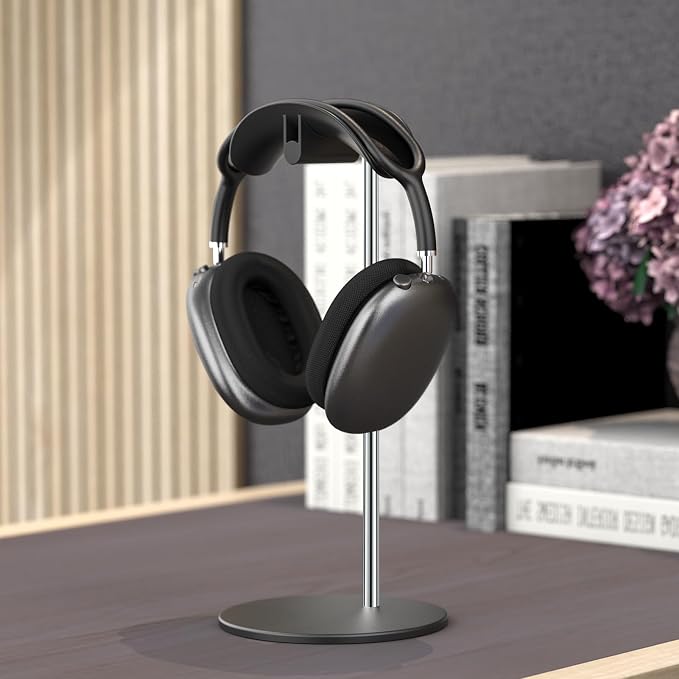 Headphone Stand, Headset Holder with Solid Base for Desk, Compatible with AirPods Max, Beats, Bose, B&O, Sony, Sennheiser, Gaming, etc (Black)