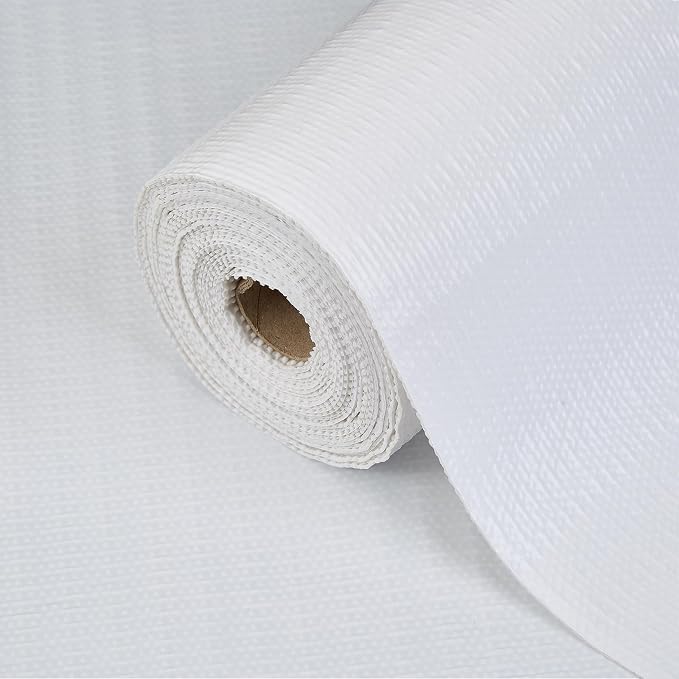 Drawer Shelf Liner for Kitchen Cabinets, Non Adhesive Slip Resistant Shelf Paper Easy to Clean, Strong Grip Thickened Waterproof Washable Mats for Pantry Shelves Cupboard Dresser(White, 12 in x 30 FT)