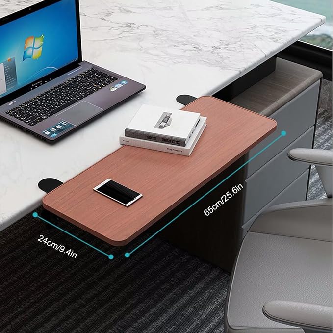Clamp-On Desk Shelf Extender - No-Drill Installation Computer Desk Extension Platform for Typing & Gaming - Ergonomic Wrist/Arm Rest Support