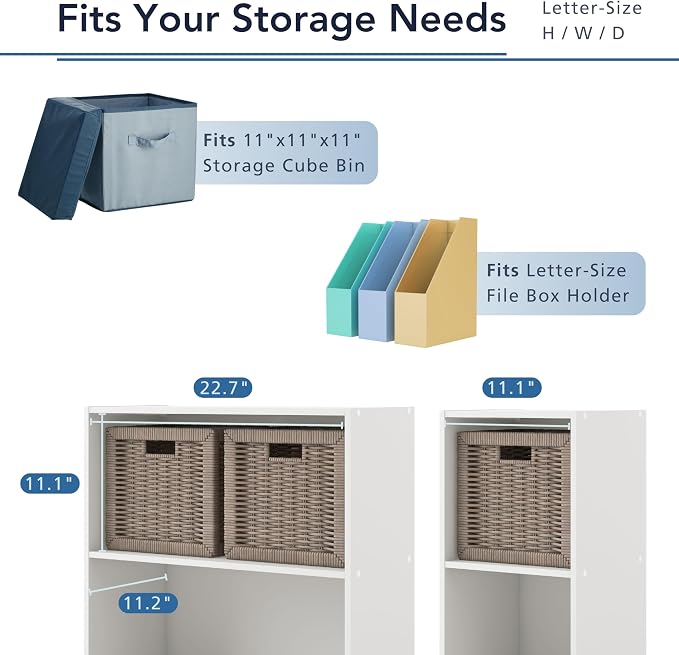 Homes: Inside + Out Apexa 6-Cube Storage Organizer Shelves, Stackable Wood Bookcase Fits Cubby Bins for Organization, Dorm Teen Room Decor & Home Office, Light Blue