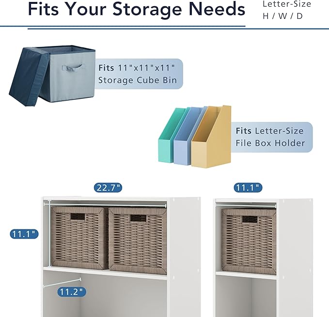 Homes: Inside + Out Apexa 6-Cube Storage Organizer Shelves, Stackable Wood Bookcase Fits Cubby Bins for Organization, Dorm Teen Room Decor & Home Office, Taupe Grey