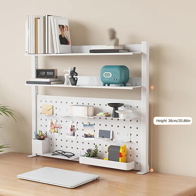 51in Clamp on Desk Organizer Shelf, Desk Extender with Pegboard, Gaming/Computer Desk Accessories with Shelf, Privacy Panel for Office, Clamp-on Desktop Shelving Syste (Black, 51in/140cm)