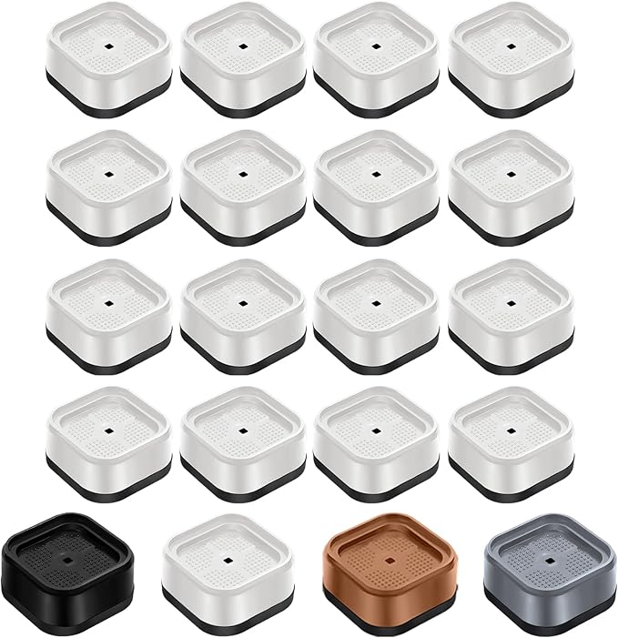 shouwuhho 16 Pack Furniture Risers Adjustable Bed Risers Heavy Duty Lifts Height 1", Square Stackable Bed Risers 1, 2 or 3 Inch for Desk Leg Table Couch Sofa Chair Bed Frame Legs Dorm, White
