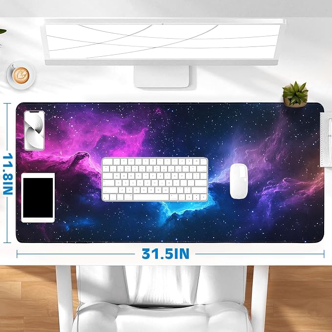 Gaming Desk Mat with Silky Smooth Surface & Exquisite Patterns,31.5x11.8 Inches Large-Sized Mouse Pad, Perfect for Extended Gaming,Work,and Home Office Decor (Starry Sky 5)