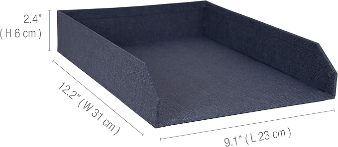 Bigso Hakan Letter Trays - Stackable Paper Tray Organizer with Stable Rubber Feet for A4 or Letter Size Documents - 9.1 in x 12.2 in x 2.4 in - Pack of 2 - Blue
