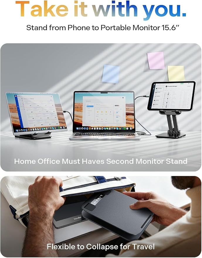 LISEN Tablet Stand for iPad, Tablet Holder for Desk, Desk Accessories Portable Monitor Stand for Apple iPad mini Air Switch Kindle, Adjustable Height and Angle, Foldable Design for Travel