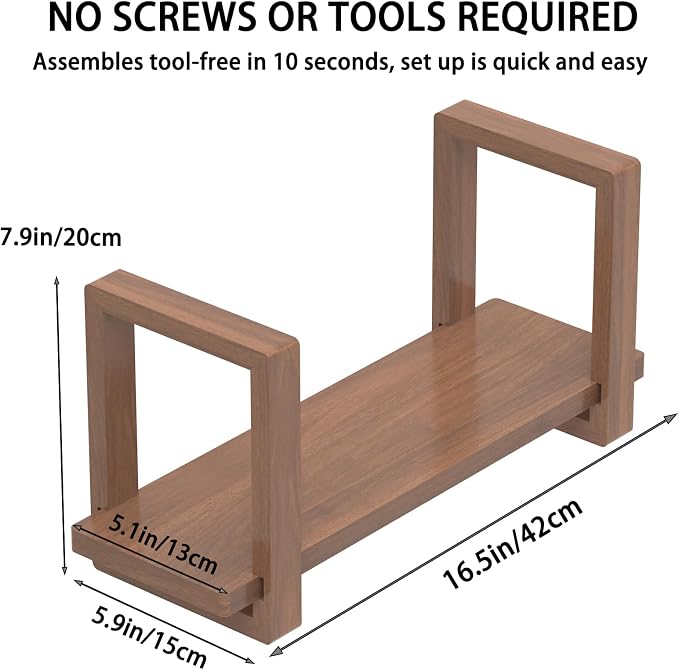 Adjustable Desktop Bookshelf Wooden Desk Book Holder Organizer Tabletop Bookshelf Mini Book Shelf Magazine Files Letters Storage Racks for Home Office Supplies, Great for Small Space (Walnut Brown)