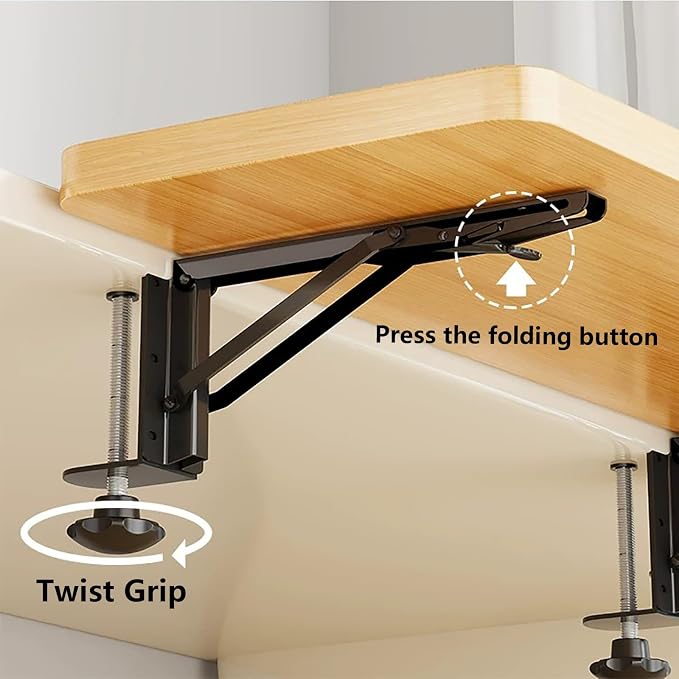 Desk-side Extension Arm with Support Tray,Drill-free Clamp-on Desk Extension Tray,Ergonomic Armrest with 90° Folding Design,Suitable for Dorms and Office Desks.(White,50x25cm/19.7x9.8in)