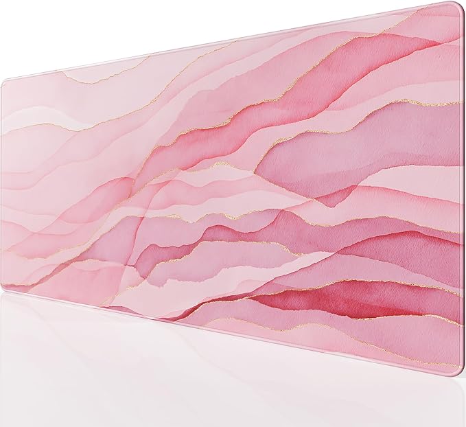 KTRIO Large Gaming Mouse Pad, Desk Mat, 31.5 x 15.7 in, Pink Glow, XXL | Smooth Micro-Weave Surface, Artistic Pattern Design, Non-Slip Rubber Base, Durable Stitched Edges, Office & Home Use