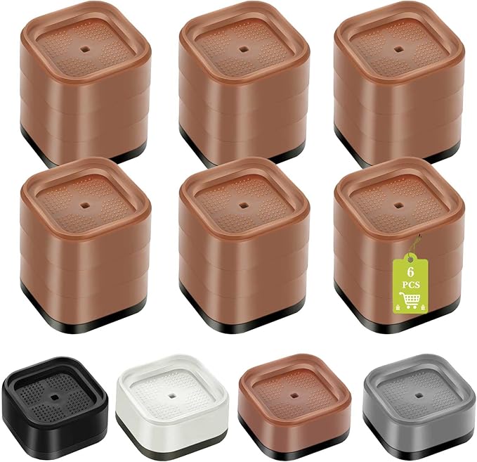 6 Pack Furniture Risers 3 Inch, Adjustable Bed Risers Heavy Duty for Table Desk Couch Chair Sofa Cabinet Bed Legs Dorm, Square Stackable Bed Raisers Blocks Lift Height 1", 2",3"or 4", Brown