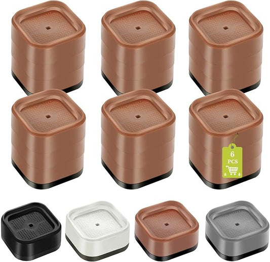 6 Pack Furniture Risers 3 Inch, Adjustable Bed Risers Heavy Duty for Table Desk Couch Chair Sofa Cabinet Bed Legs Dorm, Square Stackable Bed Raisers Blocks Lift Height 1", 2",3"or 4", Brown