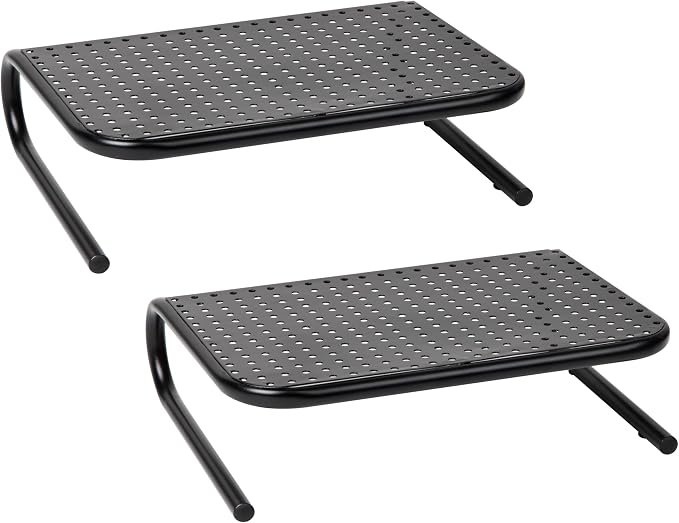 Mind Reader Monitor Stand, Ventilated Laptop Riser, Desktop Organizer, Metal, 14.5" L x 11.25" W x 4.25" H, Black (Pack of 8)