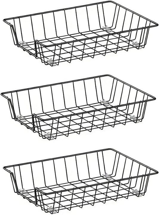 Gawerk Letter Desk Tray Organizer, A4 File Tray Magazine Files Storage Basket Organizer Bin, Black, 3 Pack