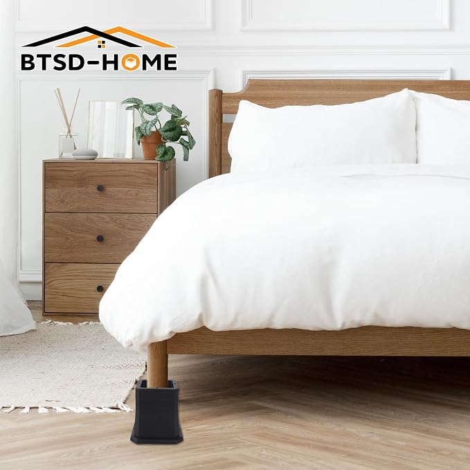 BTSD-home Furniture Risers 3 Inch Bed Risers Heavy Duty Adjustable Dorm Bed Lifts Risers Table Desks Legs Blocks 8 Pack Black