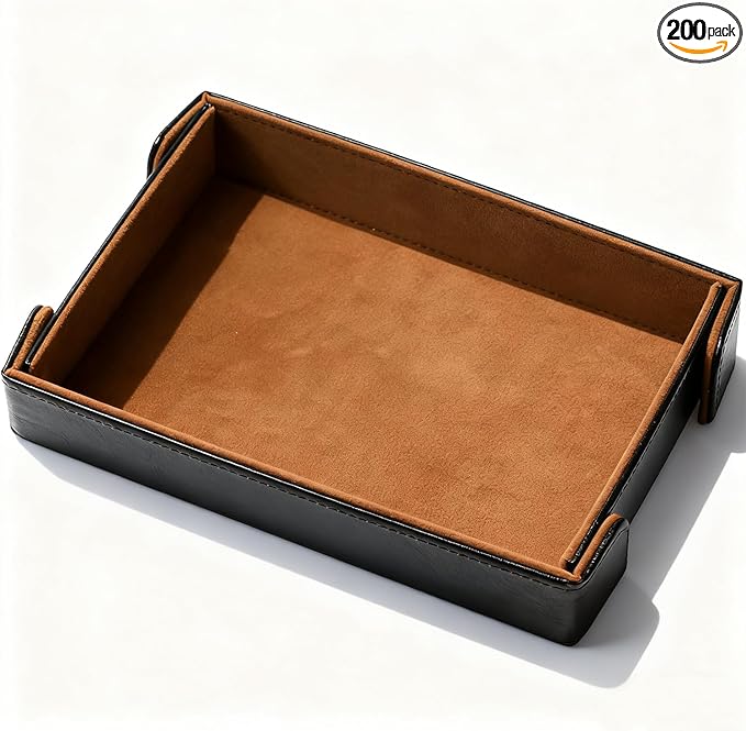Valet Tray Desktop Storage Organizer Catchall Tray for Jewelry, Wallets, Watches, Keys, Coins, Phones, Glasses - Perfect for Nightstand, Desktop, Entryway table