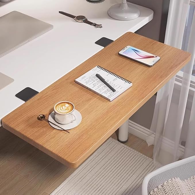 Wood Foldable Desk Extender Tray,Large Size Clamp-on Keyboard Tray,Table Mount Shelf Armrest Support for Home Office Dorm Floating Table(100x24cm(39x9inch), Wood A)