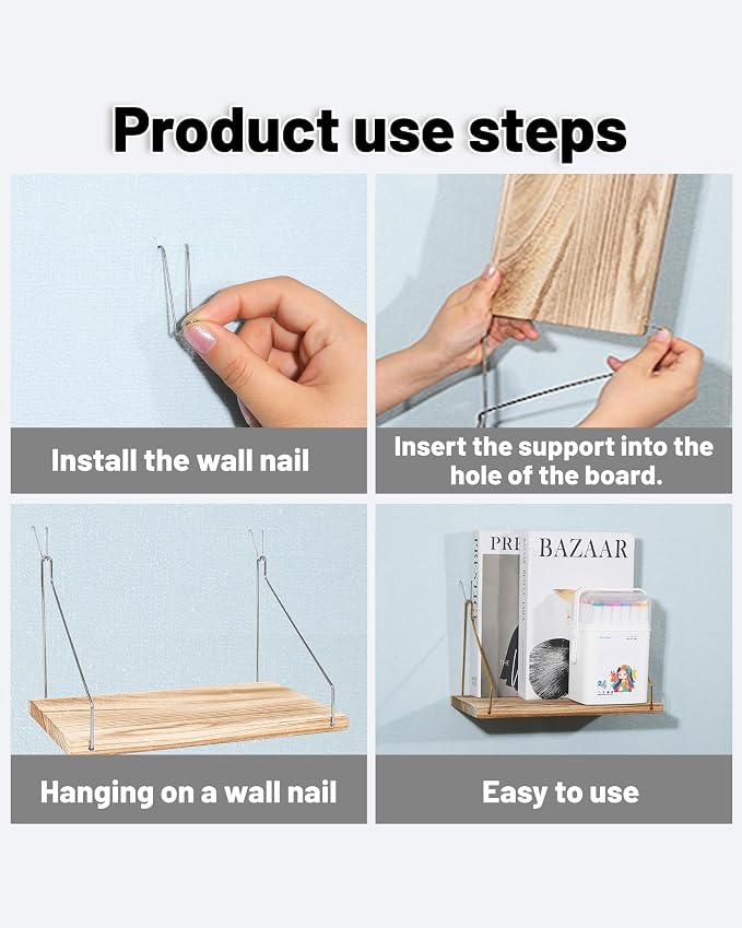 3-Pack Cubicle Shelf For Fabric Walls With Hooks：12x6.0in Wooden Cubicle Shelf Hanging Silver Bracket Use For Office Cubicle Accessories Office Stylish Ations Cubicle Decorations For Women Desk