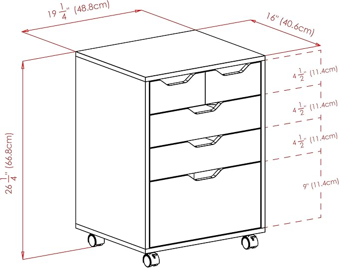 Winsome Halifax Mobile Storage Cabinet with 5 Drawers in White, Stylish & Functional Home Storage Cabinet for Filing, Kitchen Organization, Moveable Furniture for Office, Dorms, Apartments