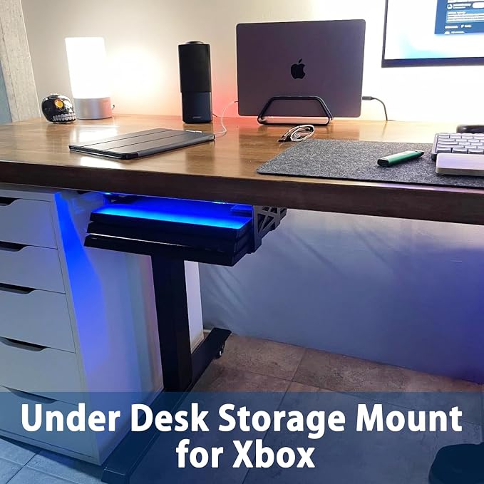woiron Under Desk Laptop Mount, Metal Under Desk Shelf Holder Compatible for MacBook,Mini PC,Xbox Series S,Xbox One S/X, Under Laptop Storage Mount