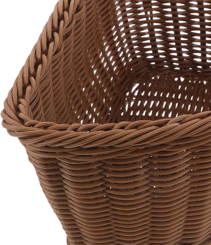 BETOOKY 2pcs Small Corner Basket - Mini Imitation Rattan 10 Inch Triangle Organizer For Closets And Side Tables - Plastic Rattan Laundry Basket For Daily Home Decor