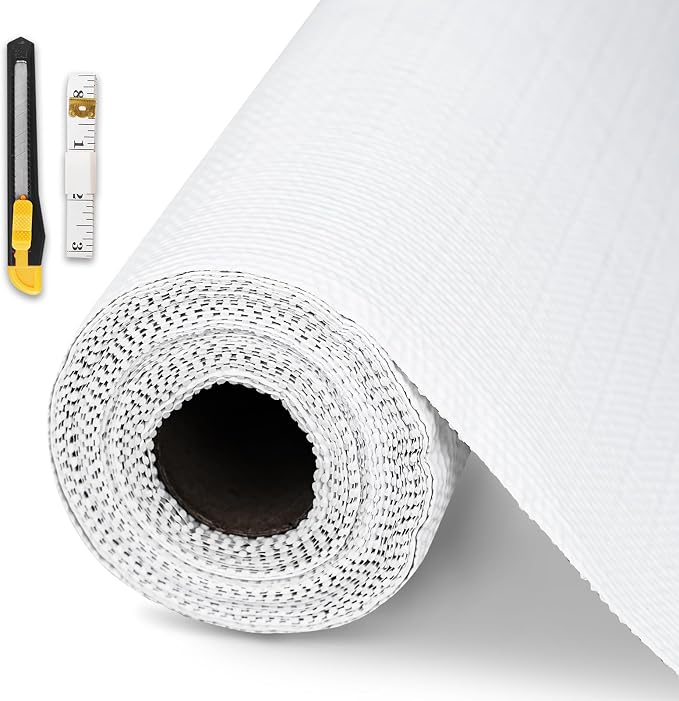Drawer and Shelf Liner for Kitchen Cabinet,Non-Adhesive Cabinet Liner 24in x 30FT,Waterproof Shelf Paper Non-Slip Mats Cupboard Liner Contact Protect Dresser/Shelves/Table-White