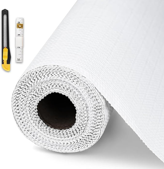 Drawer and Shelf Liner for Kitchen Cabinet,Non-Adhesive Cabinet Liner 12in x 20FT,Waterproof Shelf Paper Non-Slip Mats Cupboard Liners Contact Protect Dresser/Shelves/Table-White