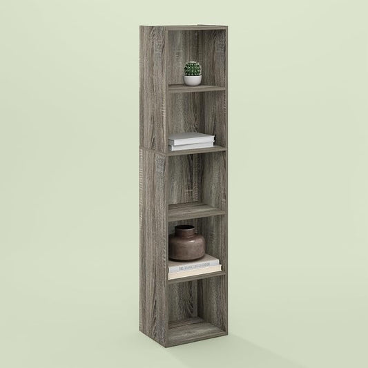 Hagen 5-Tier Open Shelf Bookcase, Bookshelf, for Living Room and Home Office, Olive Oak
