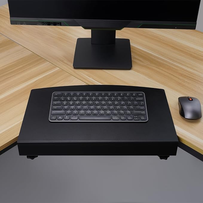 17 inch Corner Desk Connector Platform for Mounting on L-Shaped Desk Extender,Platform Extender Attachment (Black)