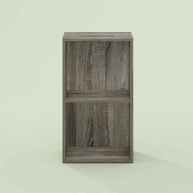 Hagen 2-Tier Open Shelf Bookcase, Bookshelf, for Living Room and Home Office, Olive Oak