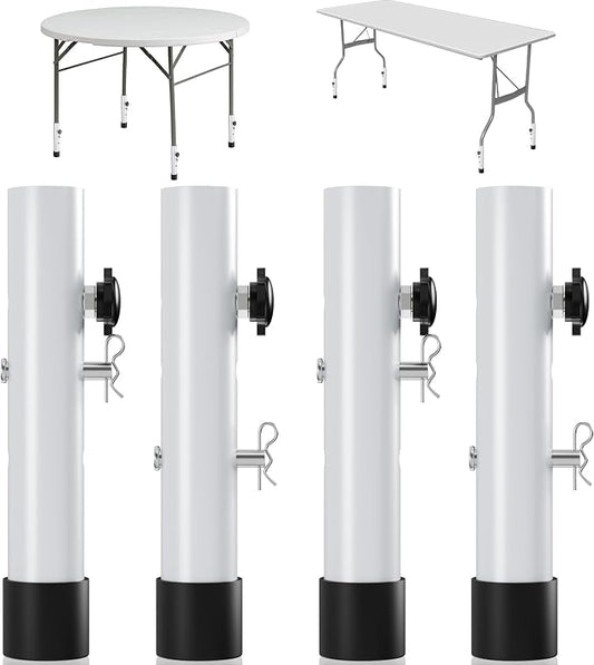 White Folding Table Leg Extender,Heavy Duty Folding Table Leg Extensions,2 Levels/Heights Adjustable Risers 3.6in | 5.2in -All for Treating Your Back Pain
