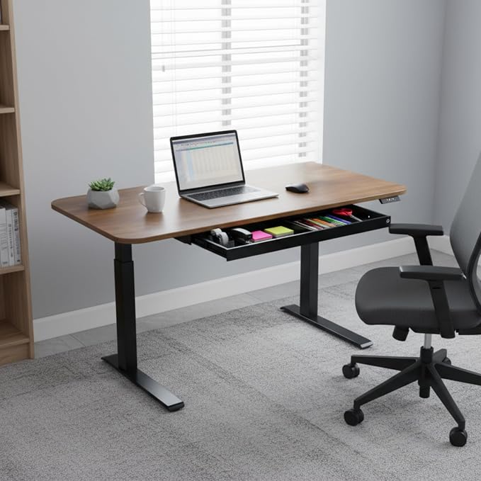 PERFECT POSTURE Max Under Desk Storage Drawer – Large Desk Drawer with Lock for Regular & Sit-Stand Standing Desks, Black (13" x 26.5")