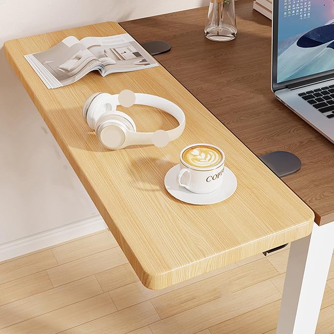 Beige,70 * 20,Desk Extender Tray, 27.5" x 7.8" Clamp On Desk Shelf, Desk Extension with Rounded-Edge, Table Desk Arm Rest, Clamp On Keyboard Tray for Office and Home, Workstation Organizer