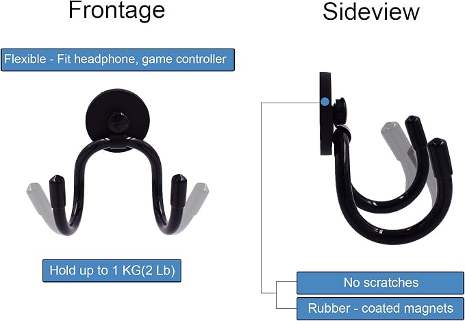 YYST Magnetic Headset Headphone Holder for Computer/Gaming Headsets, Headphone, up to 1 kg(2 lbs)- No Headsets (1)