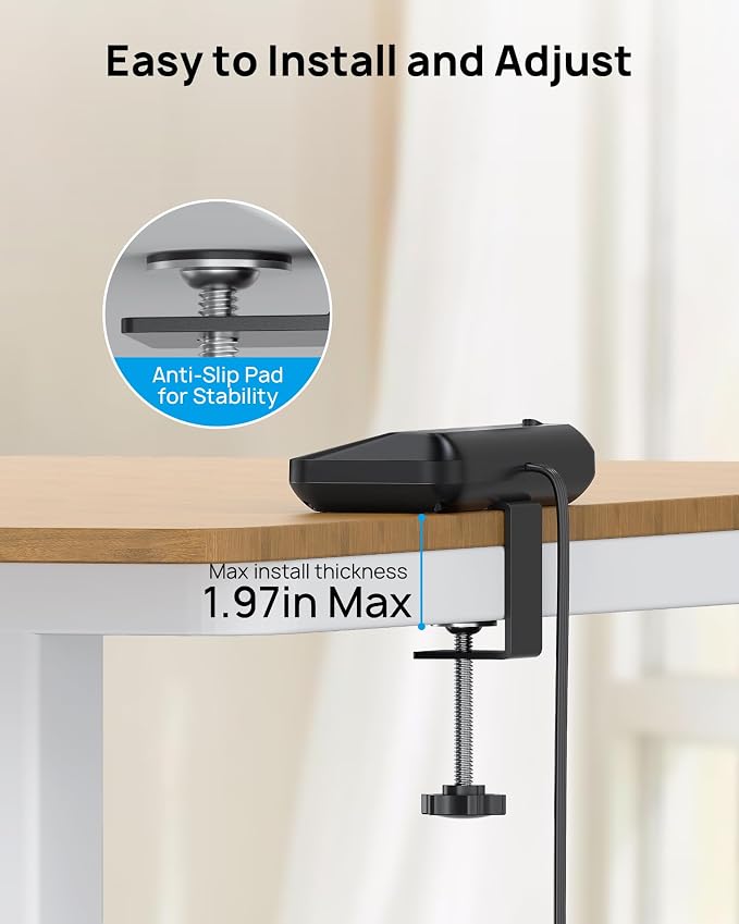 TROND Desk Clamp Power Strip - 1700J Surge Protector with 7 Outlets, Desktop Edge Mount Extension Cord, Fit 1.97" Tabletop, 10FT Flat Plug for Teacher Must Haves, Office, ETL List, Black