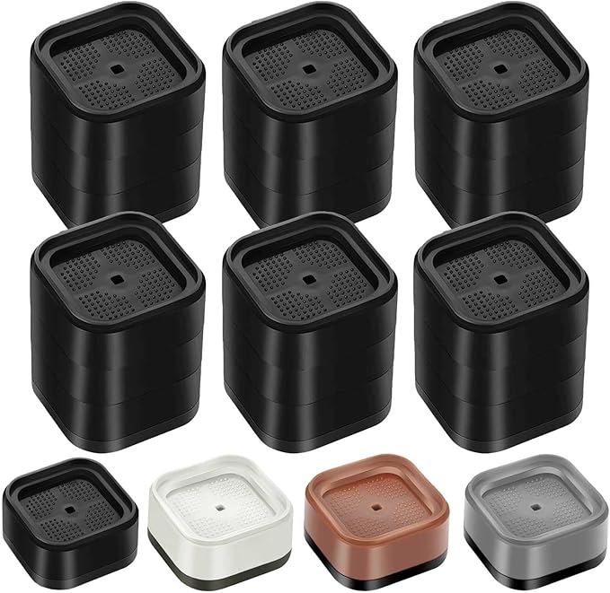 6 Pack Furniture Risers 3 Inch, Adjustable Bed Risers Heavy Duty for Table Desk Couch Chair Sofa Cabinet Bed Legs Dorm, Square Stackable Bed Raisers Blocks Lift Height 1", 2",3"or 4", Black