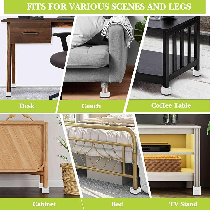 4 Pack Furniture Risers 2 Inch, Adjustable Bed Risers Heavy Duty for Table Desk Couch Chair Sofa Cabinet Bed Legs Dorm, Square Stackable Bed Raisers Blocks Lift Height 1", 2",3"or 4", White