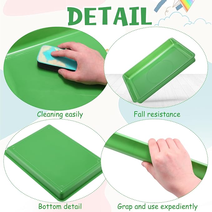 Hoteam 10 Pcs Flat Storage Organizer Tray Bin Paper Tray for Classroom Plastic Stackable File Organizer for School Office Teacher Book Organization(Green,16.14 x 11.81 x 1.38 Inch)