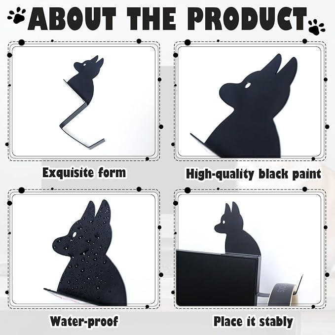 Dog And Cat Headphone Hook for Monitor, Cute Animal Metal Headphone Holder, Saves Desk Space Organizer Decorative Hanger for Hanging Keys Cables And More (German shepherd)