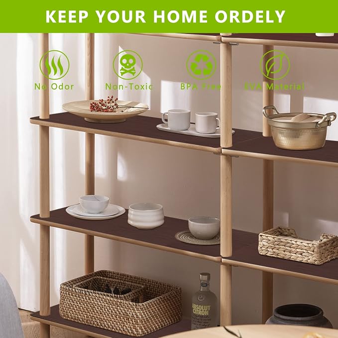 Shelf Liner Cabinet Liners for Kitchen, Non Adhesive Drawer Liner, Durable Washable Waterproof Fridge Refrigerator Mat Pantry Shelf Protector Liner for Shelves, Cupboard, Coffee 23.6 x 393.7 inches