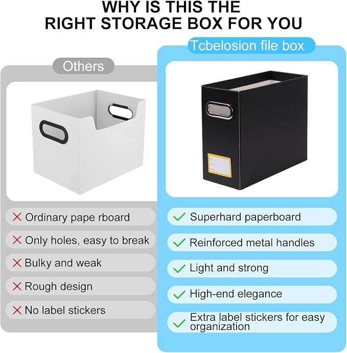 Collapsible File Organizer Box with Handle,12.20x5.11x9.84Inches, Filing Organizer for Home or Office, Small Portable File Box (2 Packs, Black-Yellow)