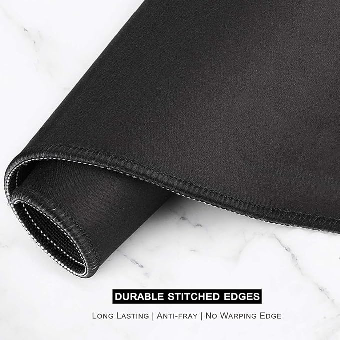 Auhoahsil Extended Mouse Pad, XXL Desk Pad Gaming Mousepad, Large Big Laptop Computer Keyboard Desk Mat with Non-Slip Base Stitched Edge for Gaming Office Men Women, 35.5 x 15.7 in, Black Marble