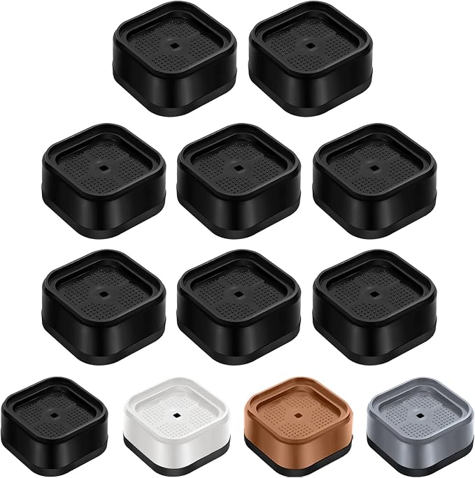 shouwuhho 8 Pack Furniture Risers Adjustable Bed Risers Heavy Duty Lifts Height 1", Square Stackable Bed Risers 1, 2 or 3 Inch for Desk Leg Table Couch Sofa Chair Bed Frame Legs Dorm, Black