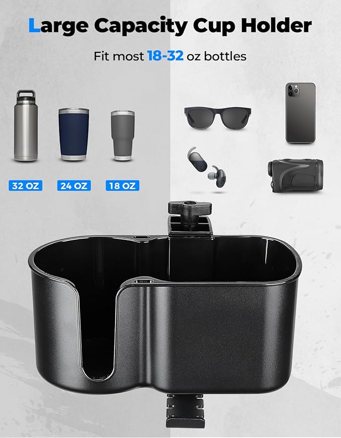 KEMIMOTO Desk Cup Holder with Headphone Hanger, 2 in 1 Caddy Organizer for Office Table, Lawn Chair, Golf Cart, Pontoon Boat, Fit for Most 18-32 oz Bottles (2)