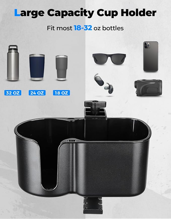 KEMIMOTO Desk Cup Holder with Headphone Hanger, 2 in 1 Caddy Organizer for Office Table, Lawn Chair, Golf Cart, Pontoon Boat, Fit for Most 18-32 oz Bottles (1)