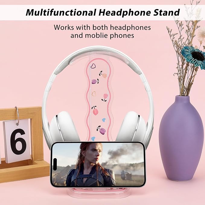 CamyCosy Headphone Holder for Desk, Gaming Headset & Earphone Stand with Tulip Flowers Pattern