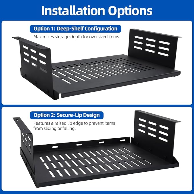 Under Desk Computer Mount or Small Form Factor Computers SFF and PCs, Fit for Laptop PlayStation 4 PS4 Slim PS4 Pro Gaming (16.9" W x 4.2" H x 12" D)
