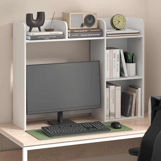 Furinno Classic Desk Shelf, 5-Shelf Desktop Hutch, Book Shelf, 3-Tier Desk Organzier, for Office Supplies, Office Desk Accessories, for Home Office, College, Dorm, Espresso