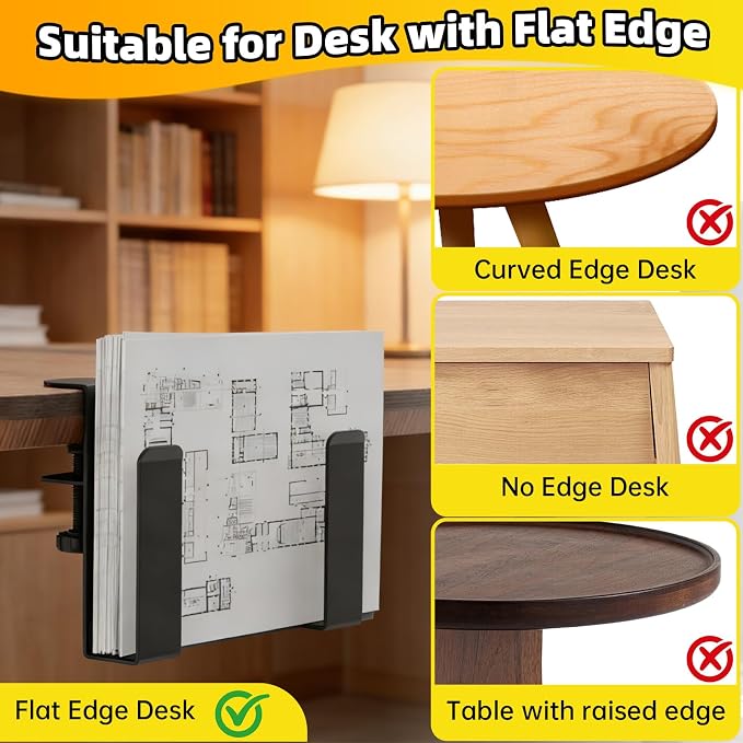 Adjustable Desk Side Laptop Mount, No Drill Clamp on Laptop Holder, Metal Hanging Notebooks Holder, Punch-Free Clamp for MacBook Pro, Documents with Anti-Scratch Silicone